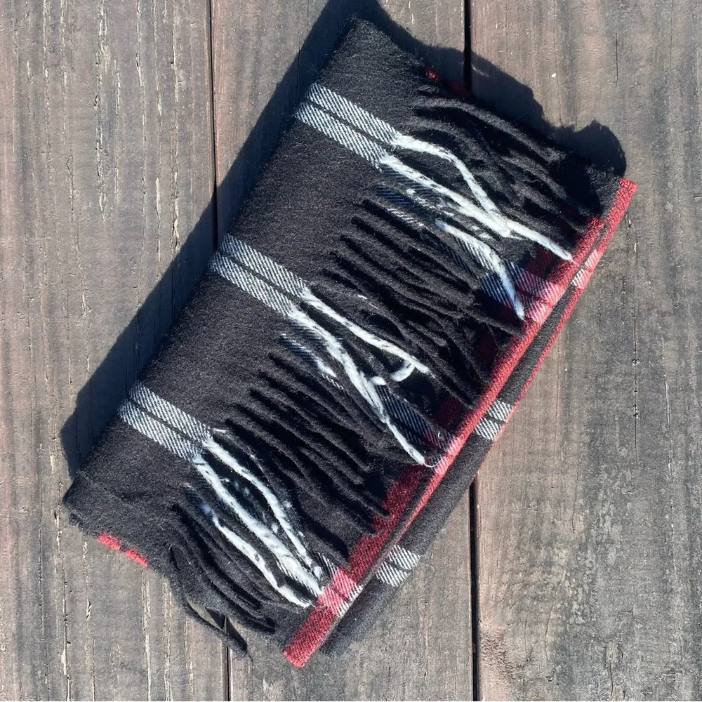 Christian Dior Monsieur Red Black White Plaid Cashmere Like Scarf